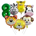 Ensemble de ballons animaux de la jungle avec chiffre 8 pour fête d'anniversaire - Chiffre 8