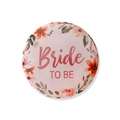 Pink Bride To Be tinplate button badge with watercolor floral design for wedding party - Pink Bride To Be