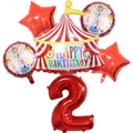 Set palloncini circo con tenda, stelle e numero due rosso per il secondo compleanno - Set Tenda da Circo Numero Due