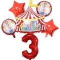 Set palloncini circo con animali e numero 3 rosso per decorazione compleanno bimbi - Set Tenda da Circo Numero Tre
