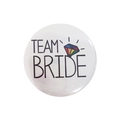 Round white Team Bride badge with rainbow diamond ring graphic for bachelorette party - Team Bride