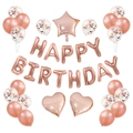 Roségold Geburtstagsdeko Set mit Folienbuchstaben Herz Sternen und Konfetti Ballons - Erweiterte Buchstaben Stern Herz Kombination (Stil B)