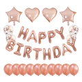 Rosegoldenes Geburtstagsballonset mit Herz- und Sternfolienballons und Pailletten - Basis Buchstaben Stern Herz Kombination (Stil A)