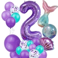 Detail von Meerjungfrau 2. Geburtstag Ballon-Set mit lila Nummer zwei und Muschelballons - Meerjungfrau Nummer 2 Stil
