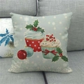 Housse de coussin en lin Noël avec oiseaux aquarelle, cupcakes festifs et ornements - Cupcakes Thème de Noël (25)
