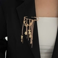 Fashionable gold tassel brooch pin with irregular metal charms for suit or pant chain - Tassel Pin Pendant (0345) / 02 Gold (0345)
