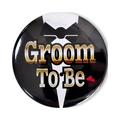 Round black tuxedo style Groom To Be tinplate badge for bachelor party accessory - Groom To Be Tie Style