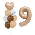 Caramel and cream 40-inch number 9 balloon set for minimalist birthday party decoration - Number 9