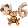 Karamell 3D Bär und Zahl 6 Ballon Set für 6. Geburtstag Party Dekoration - Nummer 6 Stil (5085485450899)