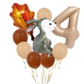 Forest rabbit balloon set with caramel number four and maple leaf for party decor - Number 4 Design (Style B)