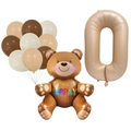Caramel 3D Bär und Champagner Nummer Null Ballon-Set für Baby-Geburtstagsparty - Nummer 0 Stil (5085485450903)