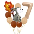 Caramel number 7 balloon set with rabbit and maple leaf for 7th birthday party - Number 7 Style (Style B)