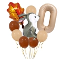 Caramel number 0 balloon set with rabbit and leaf foil balloons for party decoration - Number 0 Style
