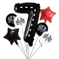 Racing theme set with 40-inch number 7 balloon and checkered flag party decorations - Track Texture Number 7 Balloon 7-Piece Set (Type B)