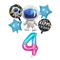 Set de globos de astronauta con número 4 degradado para decoración de cumpleaños - Juego de Número 4
