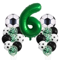 Kit ballons 6ème anniversaire foot avec chiffre 6 vert et ballons en aluminium - Chiffre 6