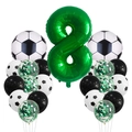 Kit de ballons de fête de football avec grand chiffre 8 vert et ballons en aluminium - Chiffre 8