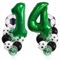 Kit ballons 14e anniversaire thème football avec chiffre 14 vert et motifs soccer - Nombre 14