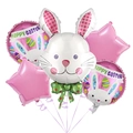 Detailansicht der Osterballons mit großem Hasenkopf und rosa Sternen zur Dekoration - Rosa Langohr Hase Stil
