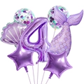 Detail von Meerjungfrau Ballon Set mit lila Nummer 4 und Schuppenstruktur Meerjungfrauenschwanz - Zahl 4