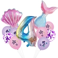 Detailed mermaid tail and number 4 balloon set for 4th birthday party decoration - Style A Number 4