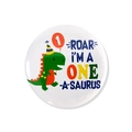 Detaillierte Nahaufnahme des weißen Dinosaurier-Pins mit Nummer Eins Ballon zum Geburtstag - Zahl 1