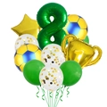 Detalle de globo trofeo campeón y número 8 verde para decoración fiesta de fútbol - Decoración Fútbol Amarillo Azul Número 8