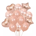 Rose gold party balloon set with heart, star foil balloons and confetti latex balloons - Rose Gold Star Heart Latex Confetti Balloons
