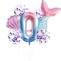 Set de globos de sirena degradado azul y rosa número 0 con concha y globos de lentejuelas - Rosa Set 0