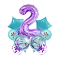 Purple number 2 mermaid themed balloon set with sequins and sea shell patterns for birthday decor - Number 2