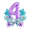 Mermaid party balloon set with purple number 4 and sea themed foil balloons - Number 4