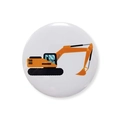 Spilla rotonda a tema escavatore da cantiere per decorazione festa di compleanno - Stile Motivo Escavatore Giallo / 58mm