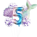Set decorativo de sirena para 5 años con número 5 degradado y globos de concha - Púrpura Set 5