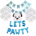 Kit déco anniversaire chien bleu avec ballons Lets Pawty et bannière happy birthday - Bleu