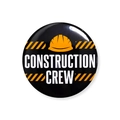 Construction Crew themed tinplate badge with yellow hard hat and striped warning pattern - Construction Crew Style (4956960686831)
