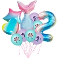 Mermaid party balloon set with gradient tail and blue number 2 for 2nd birthday decor - Number Two Set