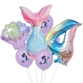 Mermaid tail balloon set with shell and gradient number 4 for birthday party decor - Pink Tail Number Four