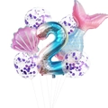Set fiesta sirena con globo número 2 degradado arcoíris y globos de concha - Conjunto Rosa 2