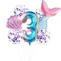 Set de fiesta de sirena con globo número 3 degradado azul y globos de concha - Juego Rosa 3