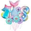 Mermaid tail and number 8 gradient foil balloon kit for girls 8th birthday party decor - Number Eight Set