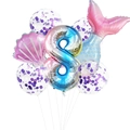 Set de sirena con globo número 8 degradado, concha, cola de pez y globos de confeti - Set de Regalo Rosa 8