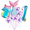 Mermaid tail and star gradient foil balloon set with number 1 for girl's first birthday - Number One Sequin Set