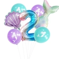 Detail von Meerjungfrau Luftballon Set mit Farbverlauf Nummer 2 und Muschelballon - Zahl 2