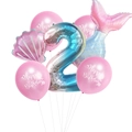 Detail zum Meerjungfrau-Set mit Farbverlauf-Zahl 2 und Muschel-Folienballons - Rosa Nummer 2 / 7 Stücke