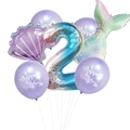Détail de l'ensemble de ballons sirène avec chiffre 2 dégradé et ballons coquillage - Chiffre 2 / Violet