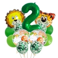 Jungle theme 2nd birthday balloon set with green number 2 and foil forest animals - Jungle Animal Number 2