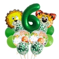 Dschungeltier Ballon-Set mit grüner Zahl 6 für die Dekoration zum 6. Geburtstag - Dschungeltier Nummer 6