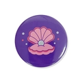 Detail of purple mermaid theme birthday badge with shell and pearl illustration - Purple Seashell Pearl Style (2)