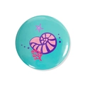 Detail of mermaid theme badge with seashell and coral illustration on blue background - Cyan Nautilus Starfish Style (6)