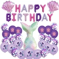 Zeemeermin verjaardag ballonset met paarse folie letters en schelp ballonnen - Set H